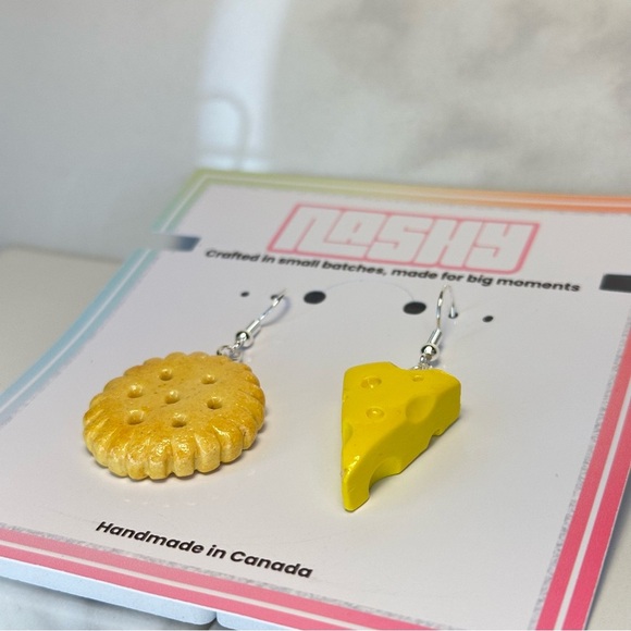 Cheese & Cracker - Handmade Earrings - Picture 7 of 7